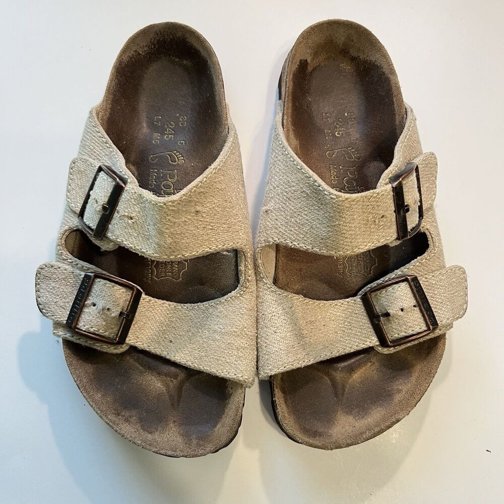 Papillio By Birkenstock Textured Arizona Sandals Womens 7 EU 38 Oatmeal